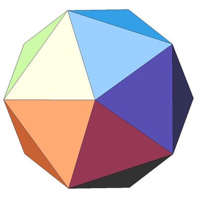 Icosahedron [Source](https://commons.wikimedia.org/wiki/File:Zeroth_stellation_of_icosahedron.png).